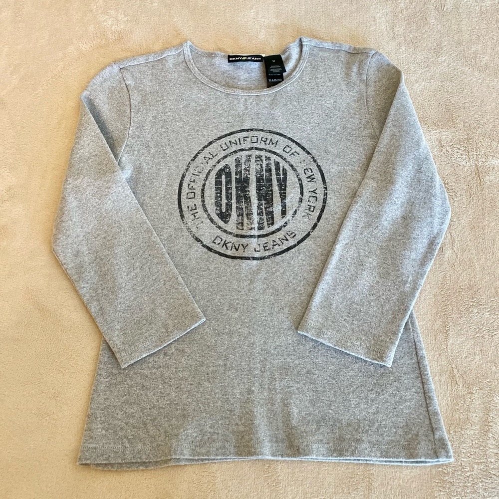 DKNY Jeans Crewneck Logo Top - Size M - Picture 5 of 11